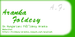 aranka foldesy business card